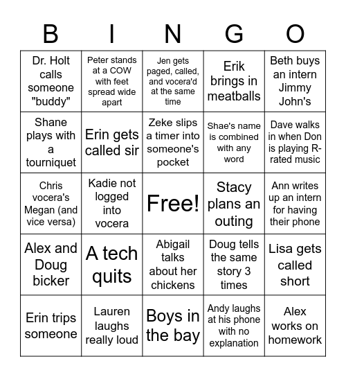 Technologist Bingo Card