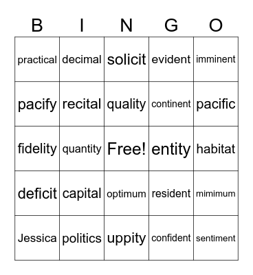 Untitled Bingobarton  Book 4 Lesson 11 Bingo Card