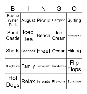 Summer Fun BINGO Card