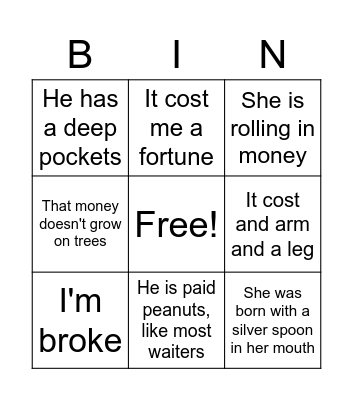 IDIOMS BINGO Card