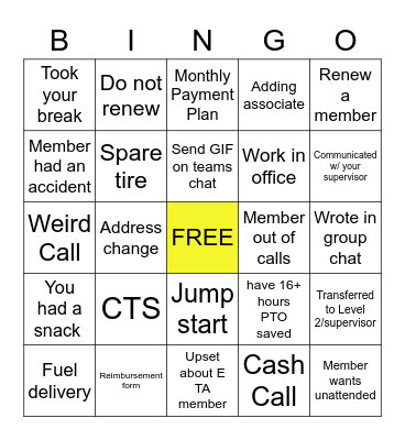 ERS Bingo Card