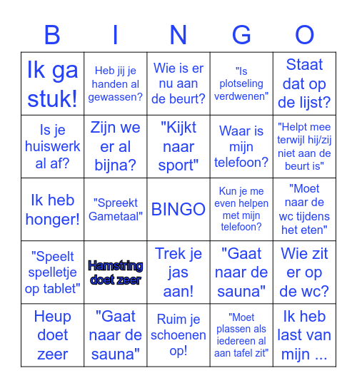 Van Es Bingo Card