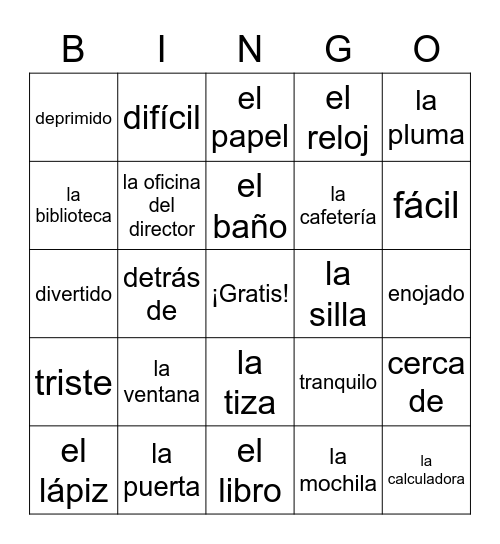 La Clase Bingo Card