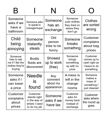 Goodwill Bingo Card