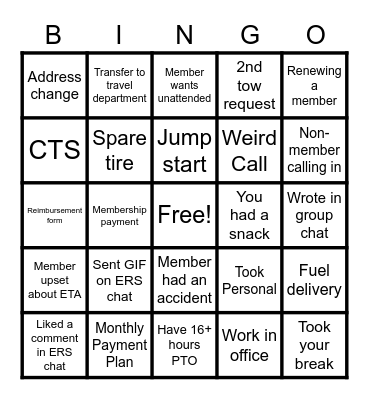 ERS BINGO Card