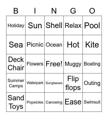 Summer Bingo Card