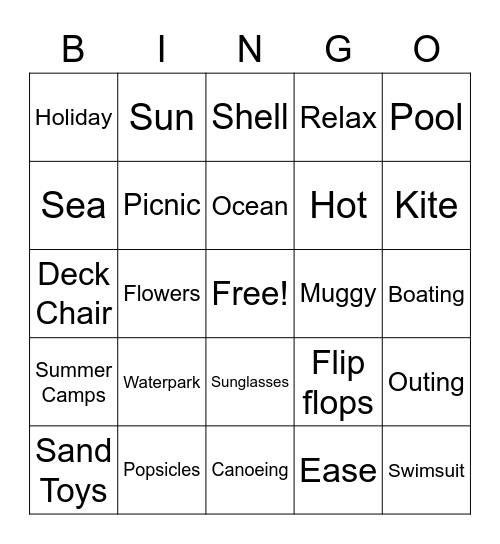 Summer Bingo Card