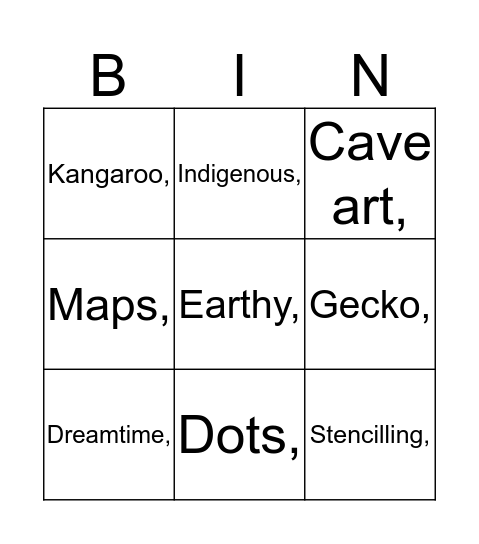 Aboriginal Art Bingo! Bingo Card