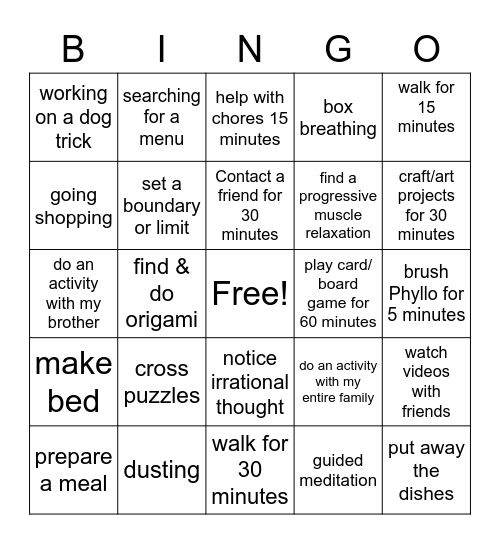 Brittany's BINGO Card