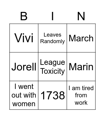 Seb Bingo Card