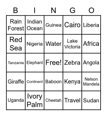 Motherland Bingo Card