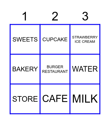 FOOD AND PLACES Bingo Card