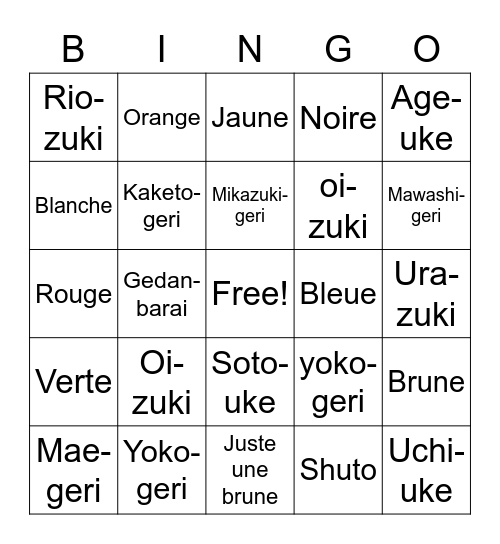 Kyo Bingo Card