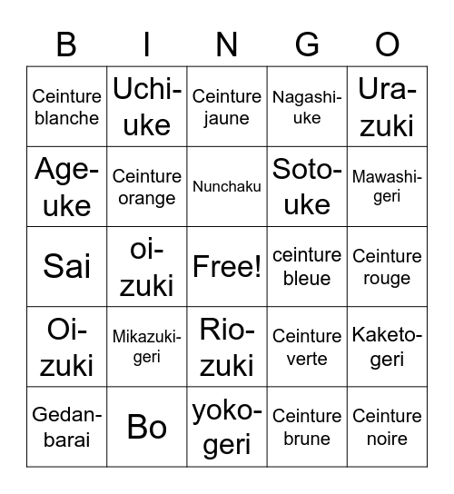 Kyo Bingo Card