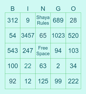 POLLOCK FAMILY BINGO Card