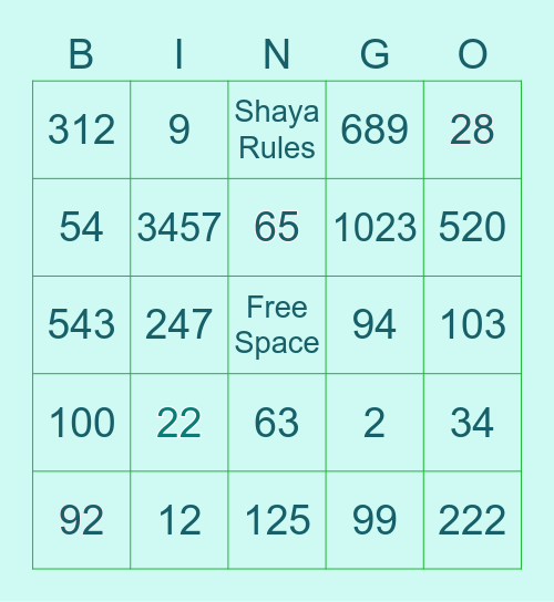 POLLOCK FAMILY BINGO Card