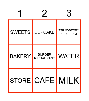 FOOD AND PLACES Bingo Card