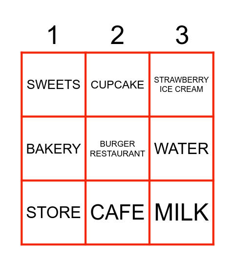 FOOD AND PLACES Bingo Card