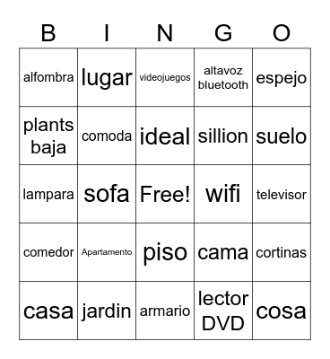 Spanish Bingo Card
