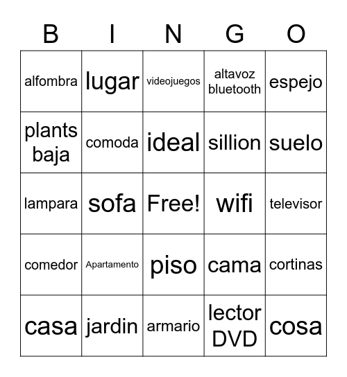 Spanish Bingo Card