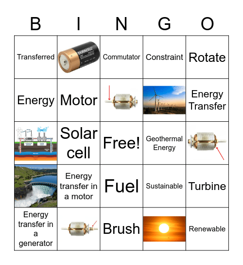 Investigation 4: Energy Transfer Bingo Card