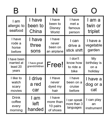 Belong Bingo Card