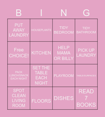 CHORE BINGO Card