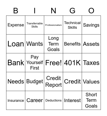 Financial Bingo Card