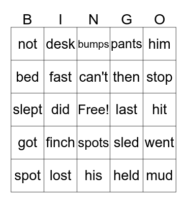 Lost Finch and Sled Bingo Card