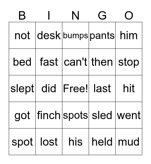 Lost Finch and Sled Bingo Card