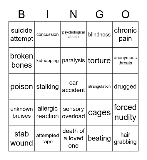 Bad Things Happen Bingo Card