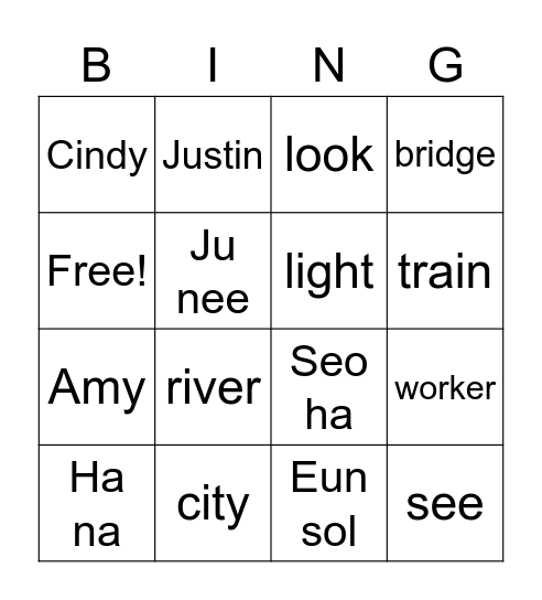 Look up! Bingo Card