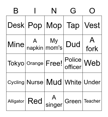 C5 Lesson 7 Book E Bingo Card