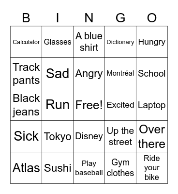C3 Lesson 7 Book E Bingo Card