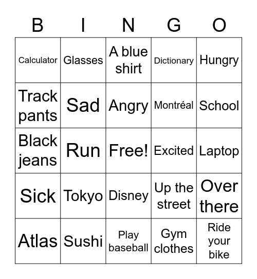C3 Lesson 7 Book E Bingo Card