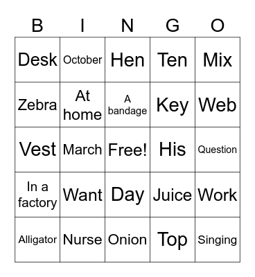 C4 plus Lesson 7 Bingo Card
