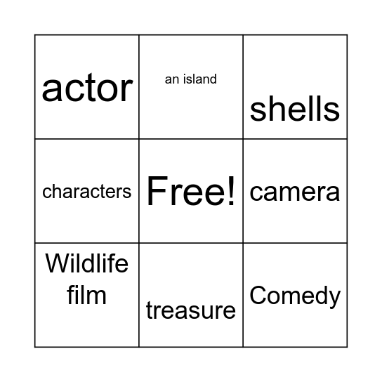 films and more Bingo Card