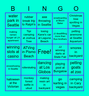 JO & KANE Bingo Card