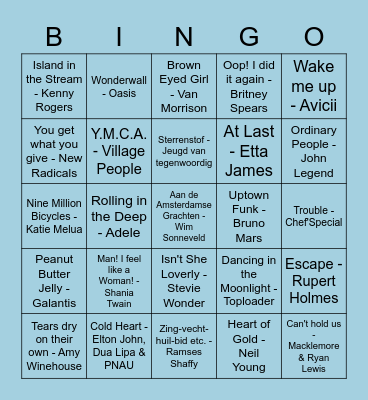 Muziekbingo Sneek Bingo Card