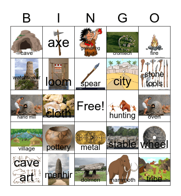 Prehistory Bingo! Bingo Card