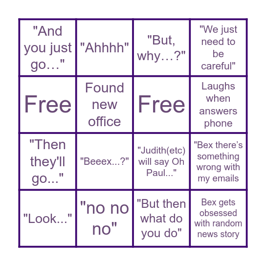 PXA Bingo Card