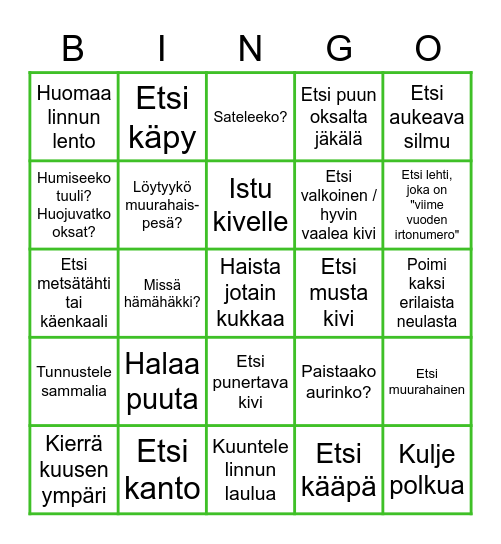 Kevättä metsässä Bingo Card