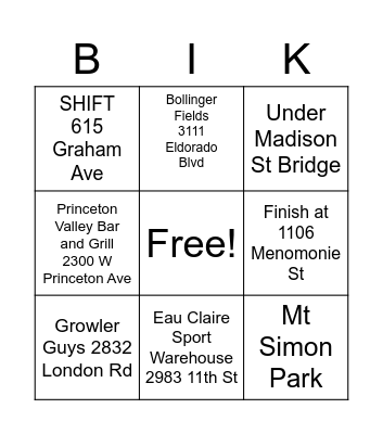 Valleycat 16 Bingo Card