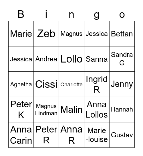 Sanna 50 år Bingo Card