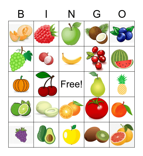 Les Fruits Bingo Card