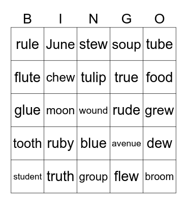 OO Sounds Bingo Card