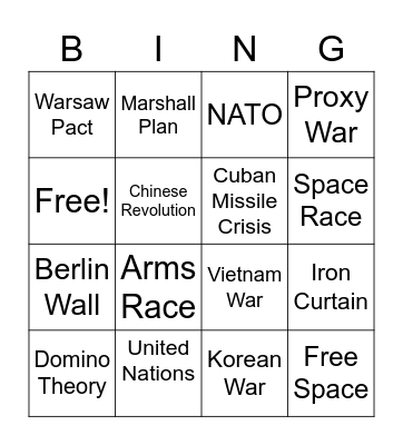 Cold War Bingo Card