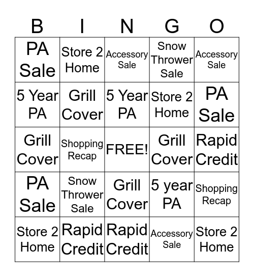 Memorial Day Wekeend Home Improvement Bingo Card