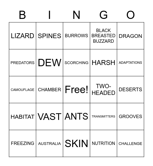 The Thorny Dragon Bingo Card