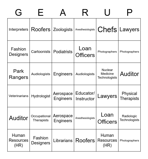 Career Terms Bingo Card